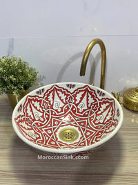 Red Hand Painted Bathroom & Kitchen Sink