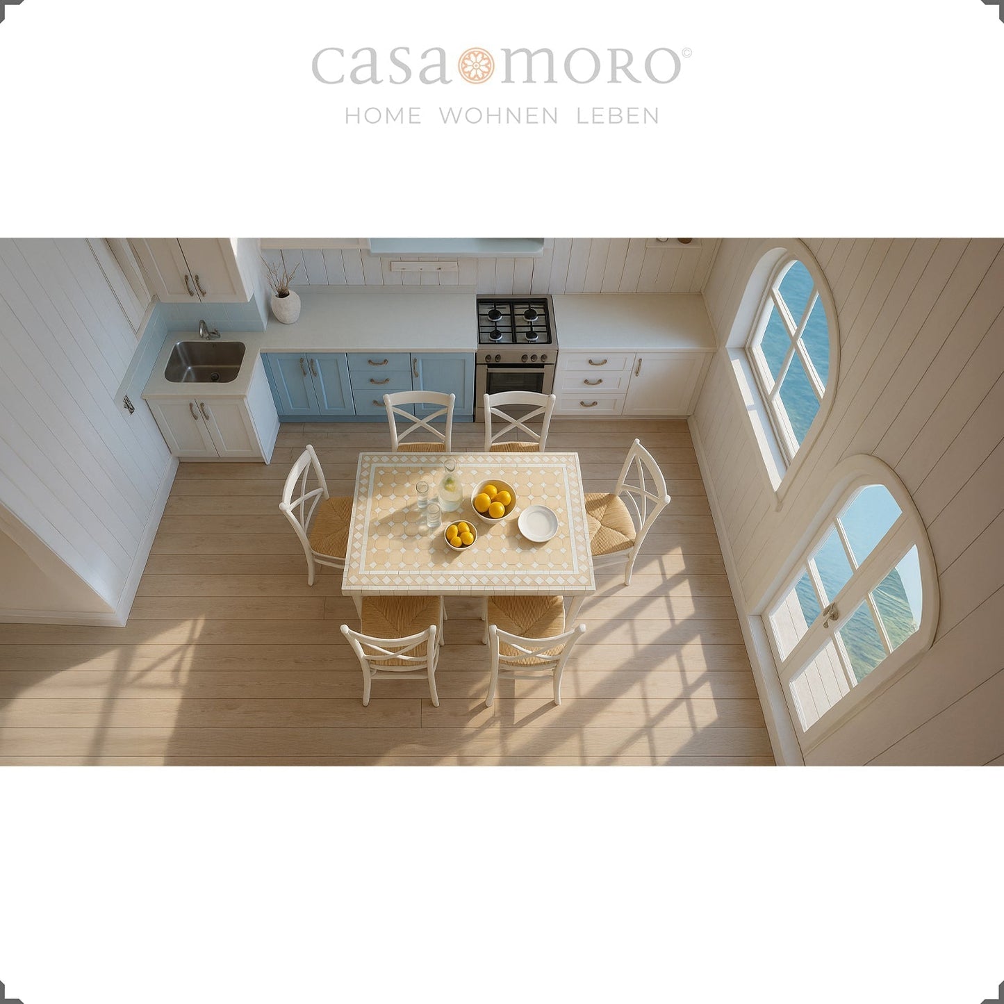 Mosaic Dining Table 120x80 White/Diamond