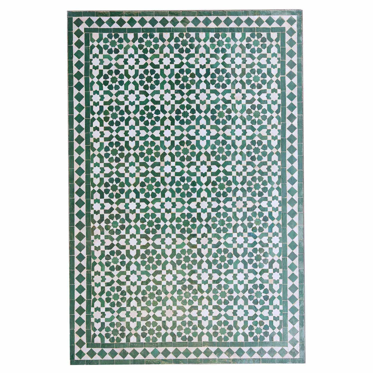 Mosaic Dining Table 120x80 Green White Glazed