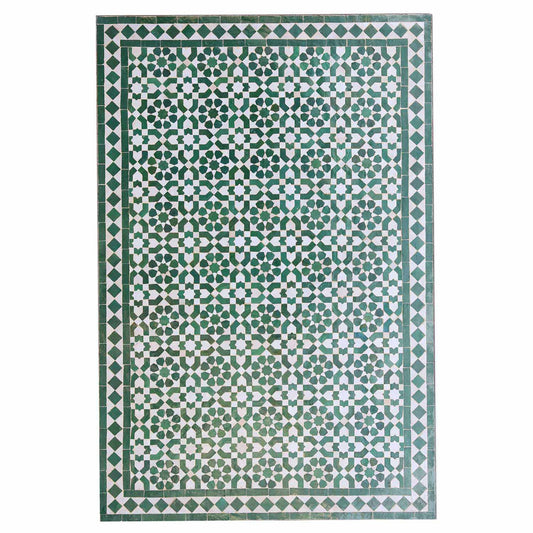 Mosaic Dining Table 120x80 Green White Glazed