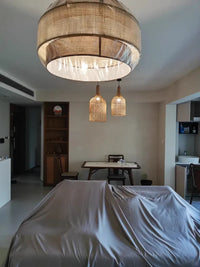 Rattan Wicker Pendant Lampshade – Handcrafted Natural Lighting for Boho and Rustic Interiors