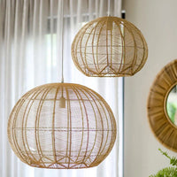 Rattan Vintage Boho Pendant Lampshade – Handwoven Lighting for Chic Bohemian Interiors