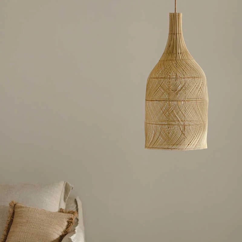 Rattan Wicker Pendant Lampshade – Handcrafted Natural Lighting for Boho and Rustic Interiors