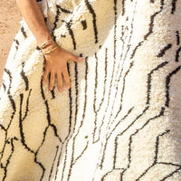 Tapis berbere noir et blanc, Azilal 100% laine