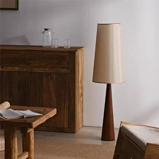 Wabi-Sabi Solid Wood Floor Lamp-Corner Standing Light for Living Room, Bedroom & Cafe Decor