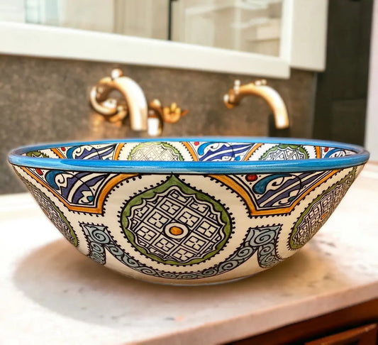 Hand Painted Round Washbasin Bathroom & Kitchen Sink