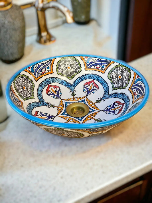 Hand Painted Round Washbasin Bathroom & Kitchen Sink