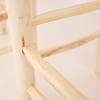 Tabouret de bar hauteur 65 cm en bois brut et coton blanc