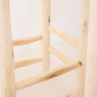 Tabouret de bar hauteur 65 cm en bois brut et coton blanc