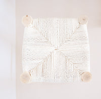 Tabouret de bar hauteur 65 cm en bois brut et coton blanc