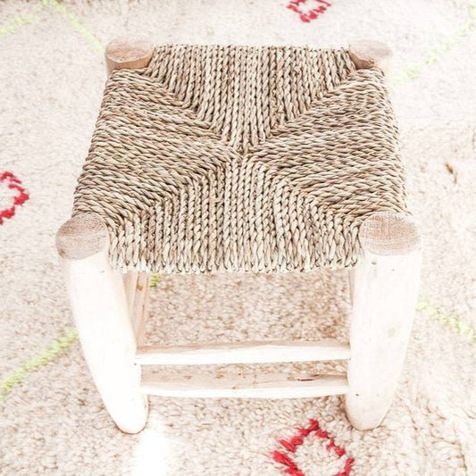 Tabouret marocain pour enfant en bois de citronnier et cordes tressées