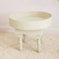 Petite table basse marocaine en bois teinté blanc