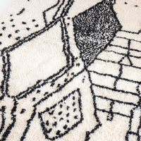 Tapis berbere ecru et noir, Azilal 100% laine