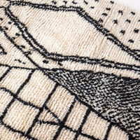 Tapis berbere ecru et noir, Azilal 100% laine