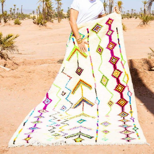 Grand tapis berbère fluo, Azilal 100% laine