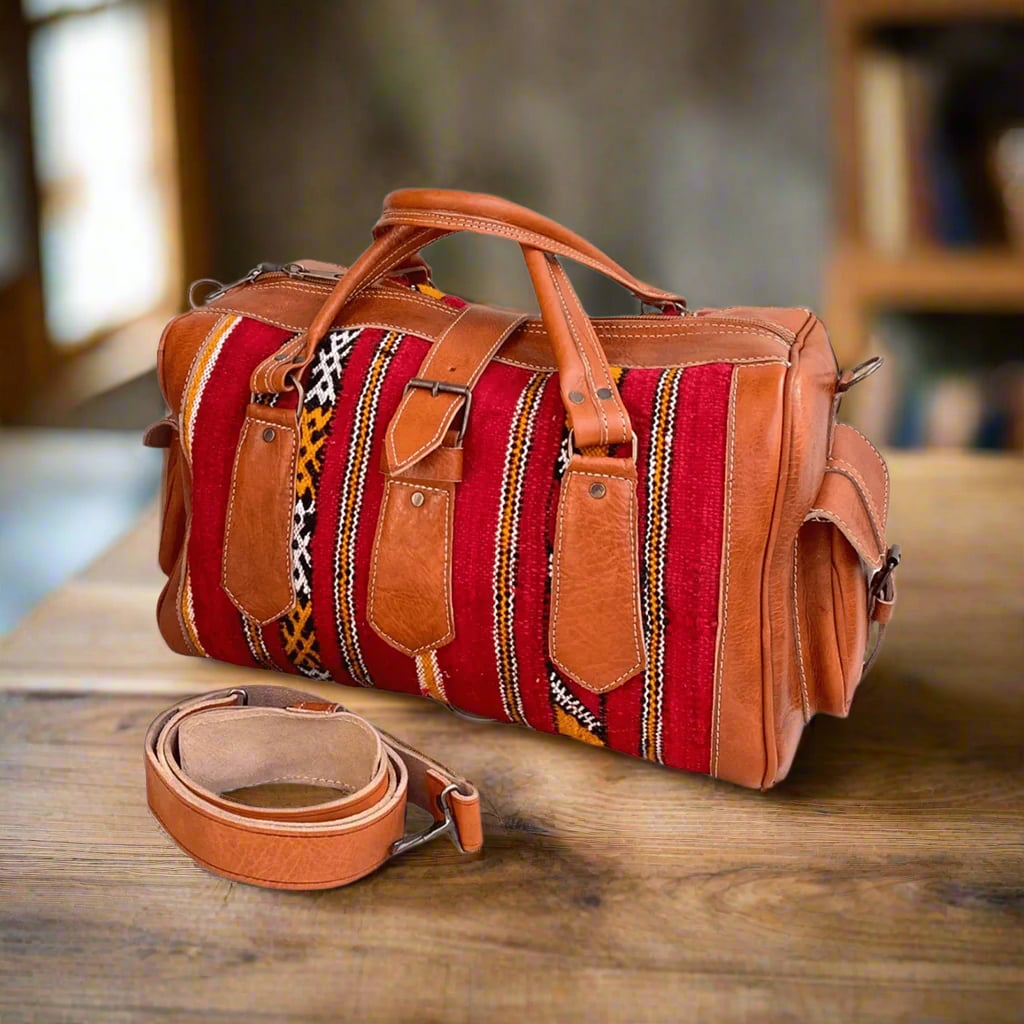 Tirga Kilim Leather Weekend Bag