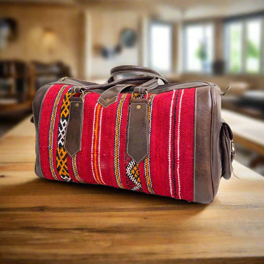 Tirga Kilim Leather Weekend Bag