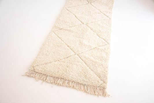 Tapis de couloir Berbere Beni Ouarain blanc