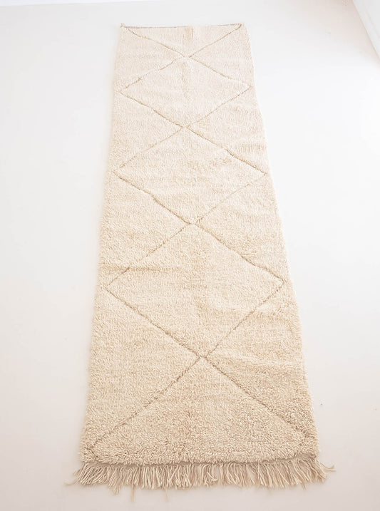 Tapis de couloir Berbere Beni Ouarain blanc