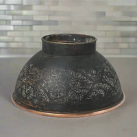 Engraved Dark Copper Vessel Sink