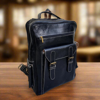 compare product Timlul Leather Buckle Backpack