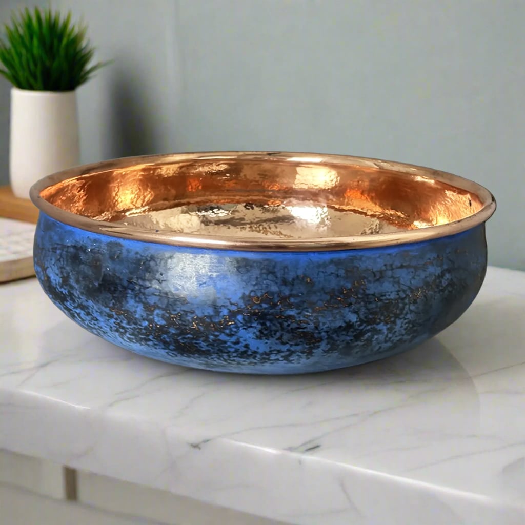 Copper Countertop Basin Blue Patina