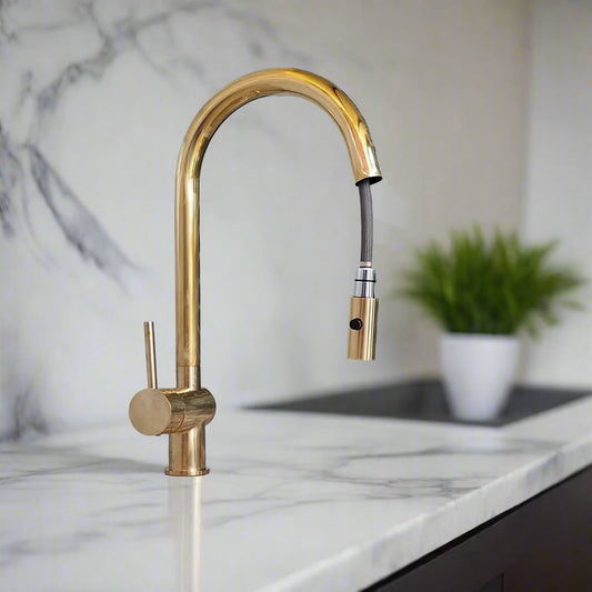 Brass Pull-Down Kitchen Faucet