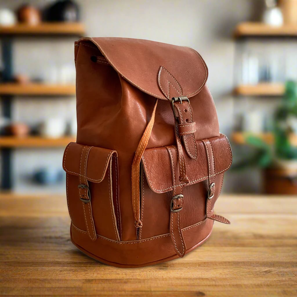 Izil Leather Buckle Backpack