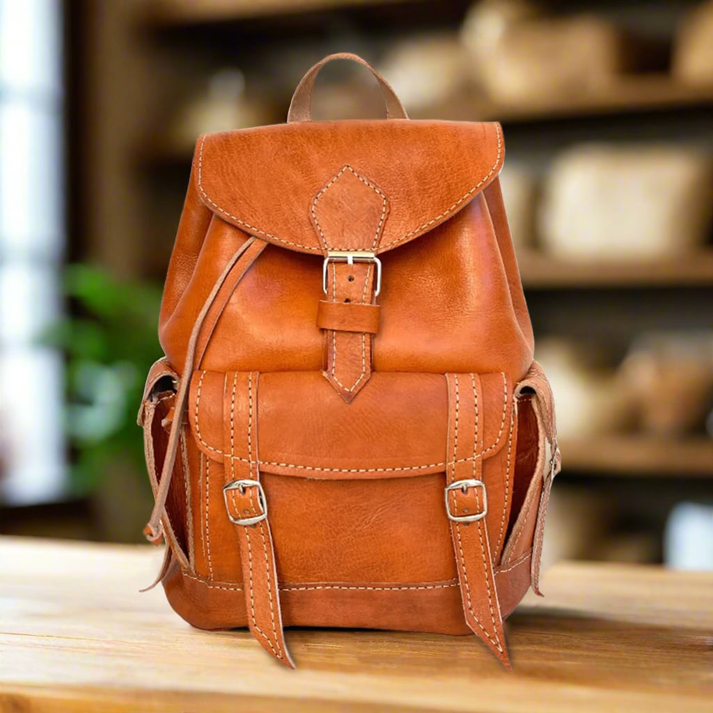 Tissila Leather Buckle Backpack