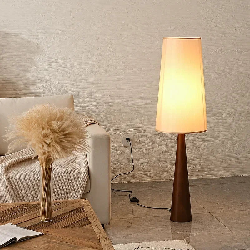 Wabi-Sabi Solid Wood Floor Lamp-Corner Standing Light for Living Room, Bedroom & Cafe Decor