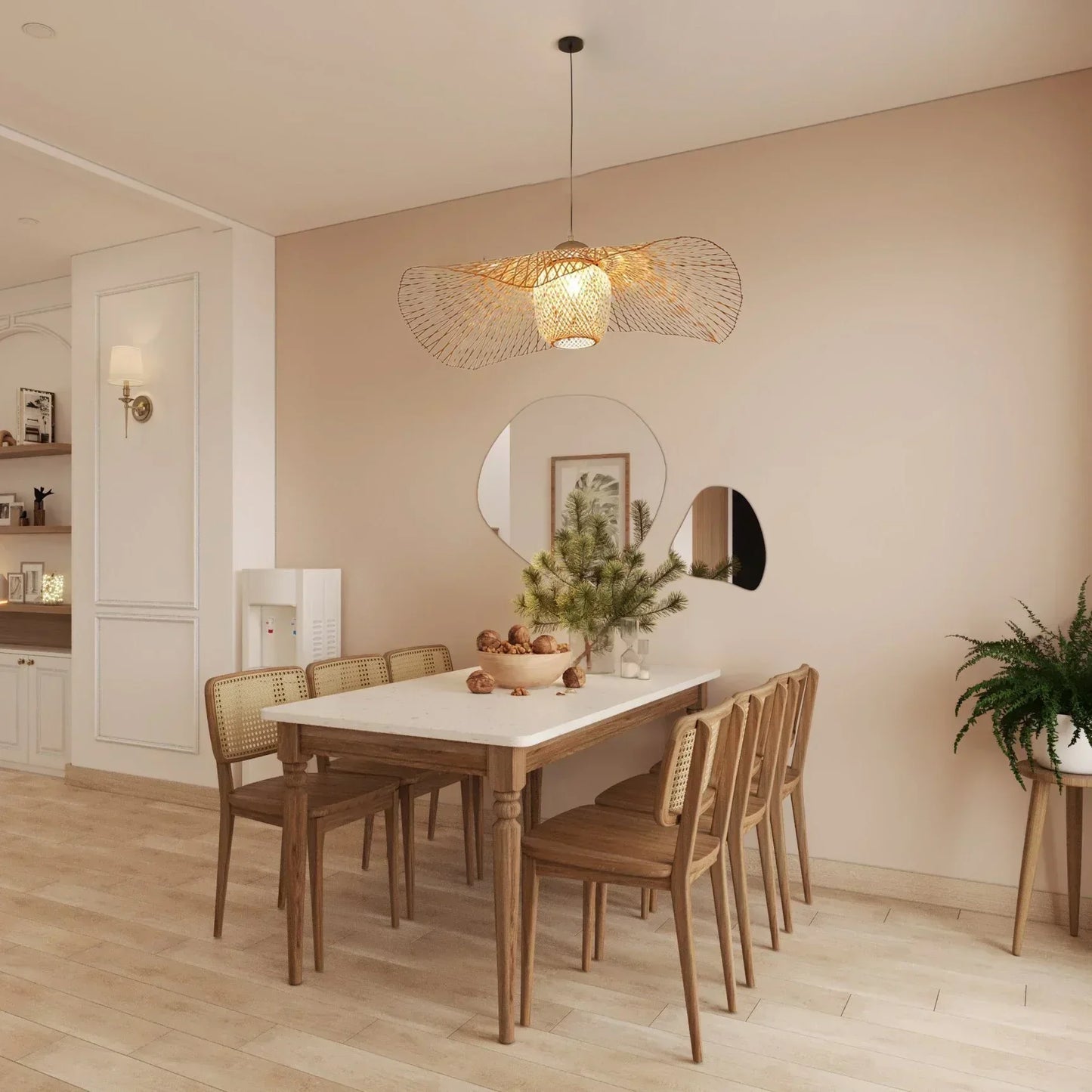 Waving Bamboo Ball Ceiling Lamp
