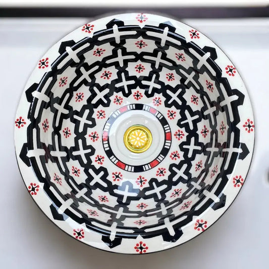 Hand Painted Bathroom Round Washbasin Kitchen Sink