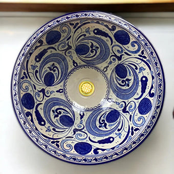 compare product Round Hand Painted Kitchen Sink