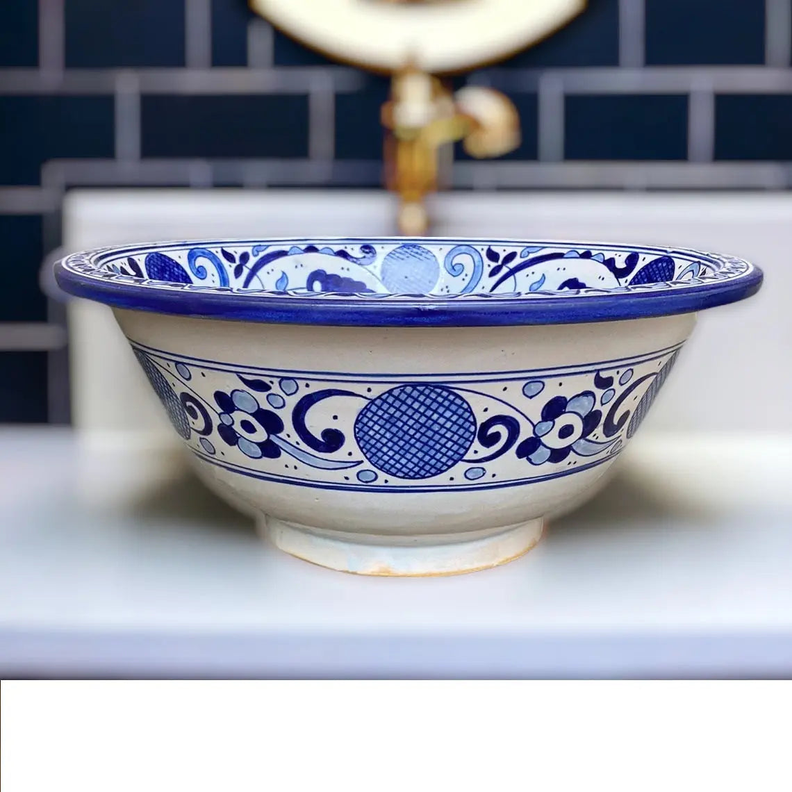 Round Hand Painted Kitchen Sink