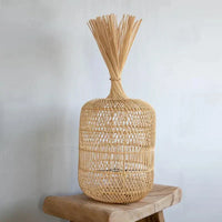 Vintage Handcrafted Wicker Floor Lamp – Elegant Boho Lighting for Every Space