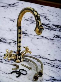 Unlacquered brass bathroom faucet with resin and bone accents #07