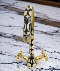 Unlacquered brass bathroom faucet with resin and bone accents #07