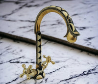Unlacquered brass bathroom faucet with resin and bone accents #07