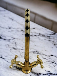 Unlacquered brass bathroom faucet with resin and bone accents #07