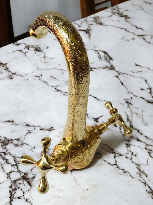 Moroccan Brass Faucet Handmade Engraved Design