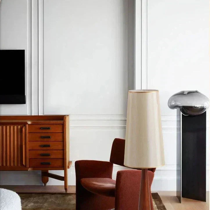 Wabi-Sabi Solid Wood Floor Lamp-Corner Standing Light for Living Room, Bedroom & Cafe Decor