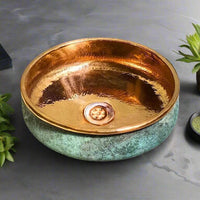 Green Patina Copper Bathroom Sink