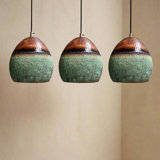 Oxidized Copper Pendant Light - Set Of 3