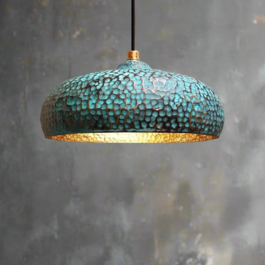 Blue Patina Brass Pendant Light