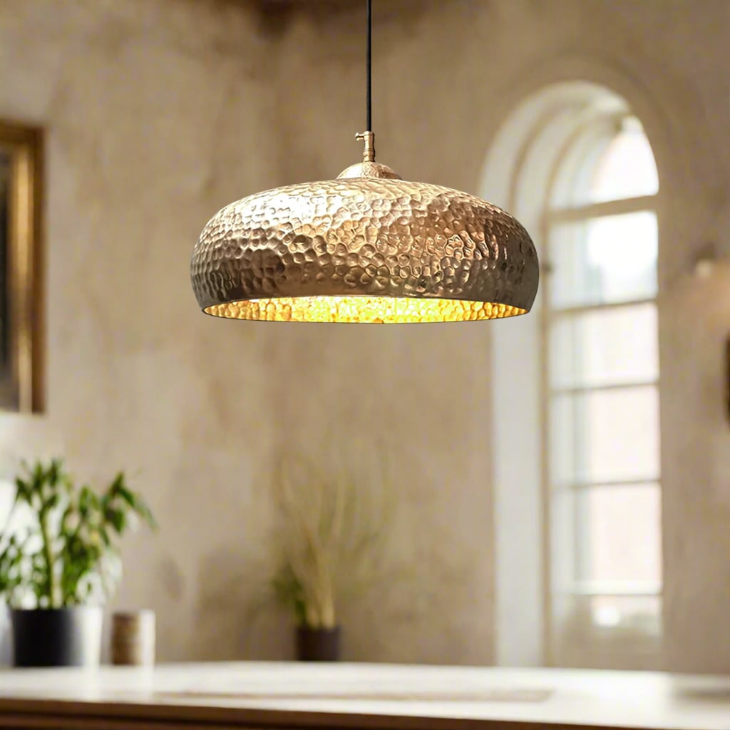 Hammered Brass Pendant Light