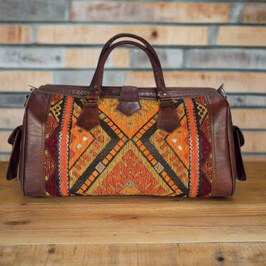 Akal Kilim Leather Travel Duffle Bag