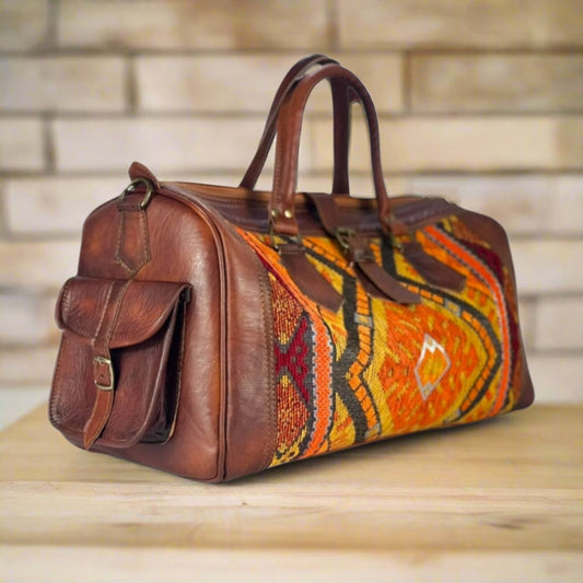 Akal Kilim Leather Travel Duffle Bag