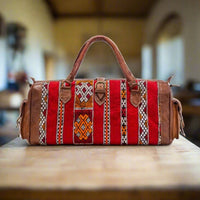 Aferki Kilim Leather Travel Duffle Bag