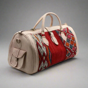 compare product Afanou Kilim Leather Travel Duffle Bag