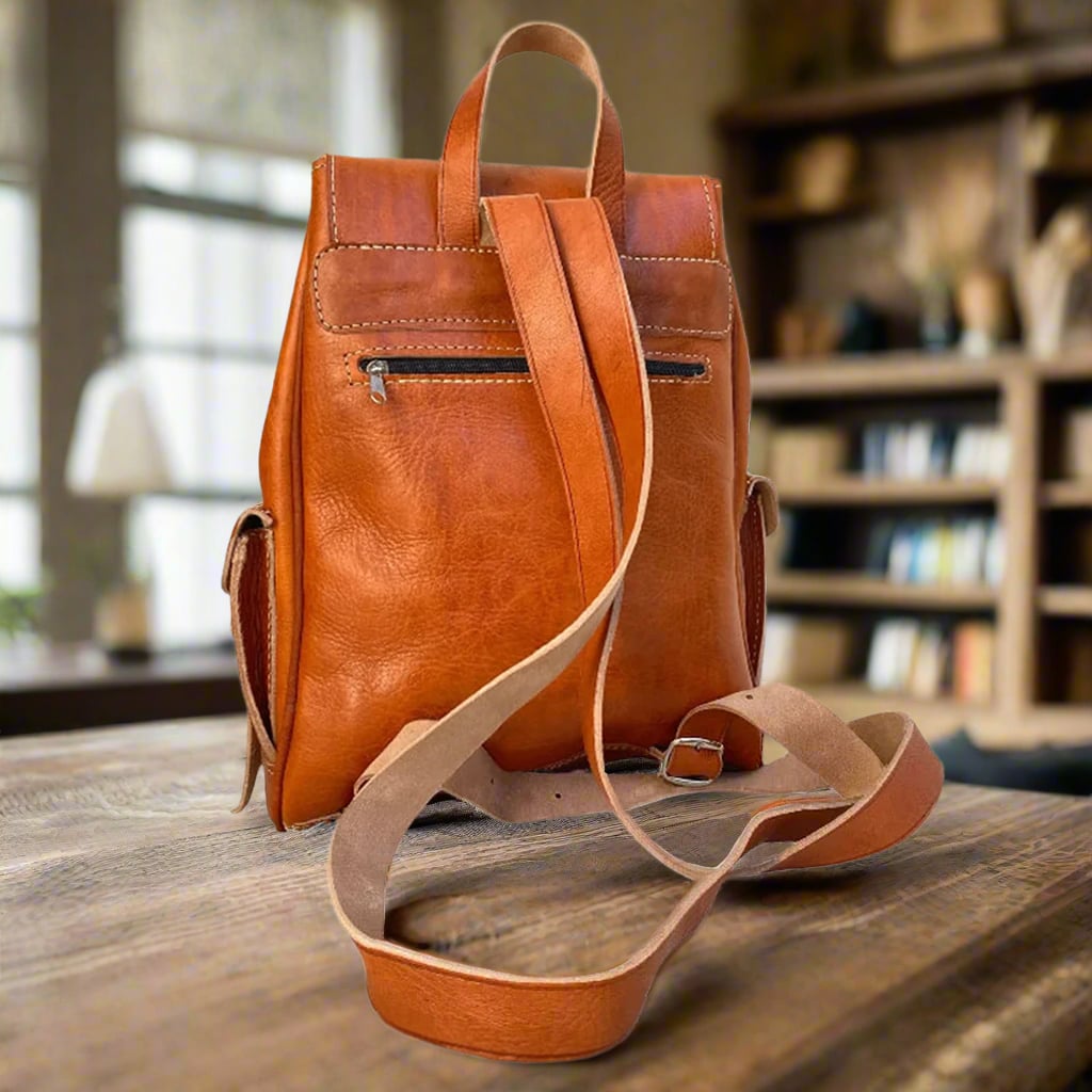 Tissila Leather Buckle Backpack